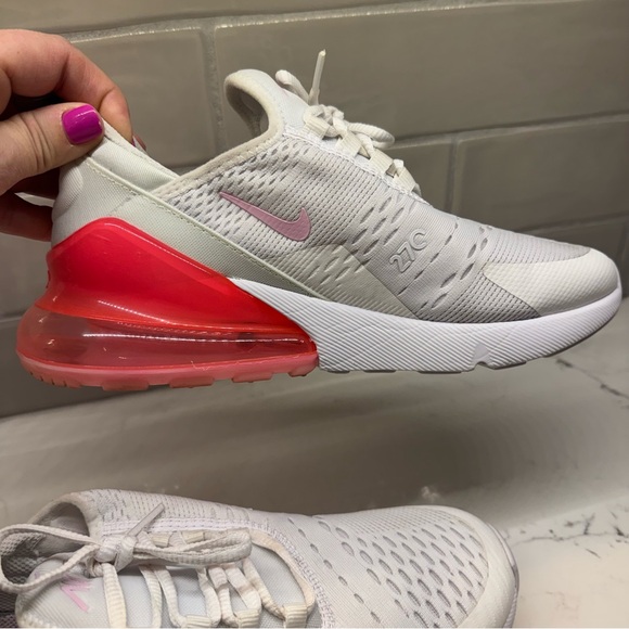 Nike Air Max 270 White Pink Coral Women’s 7.5 / 6Y Sneakers Running Shoes - Picture 10 of 16